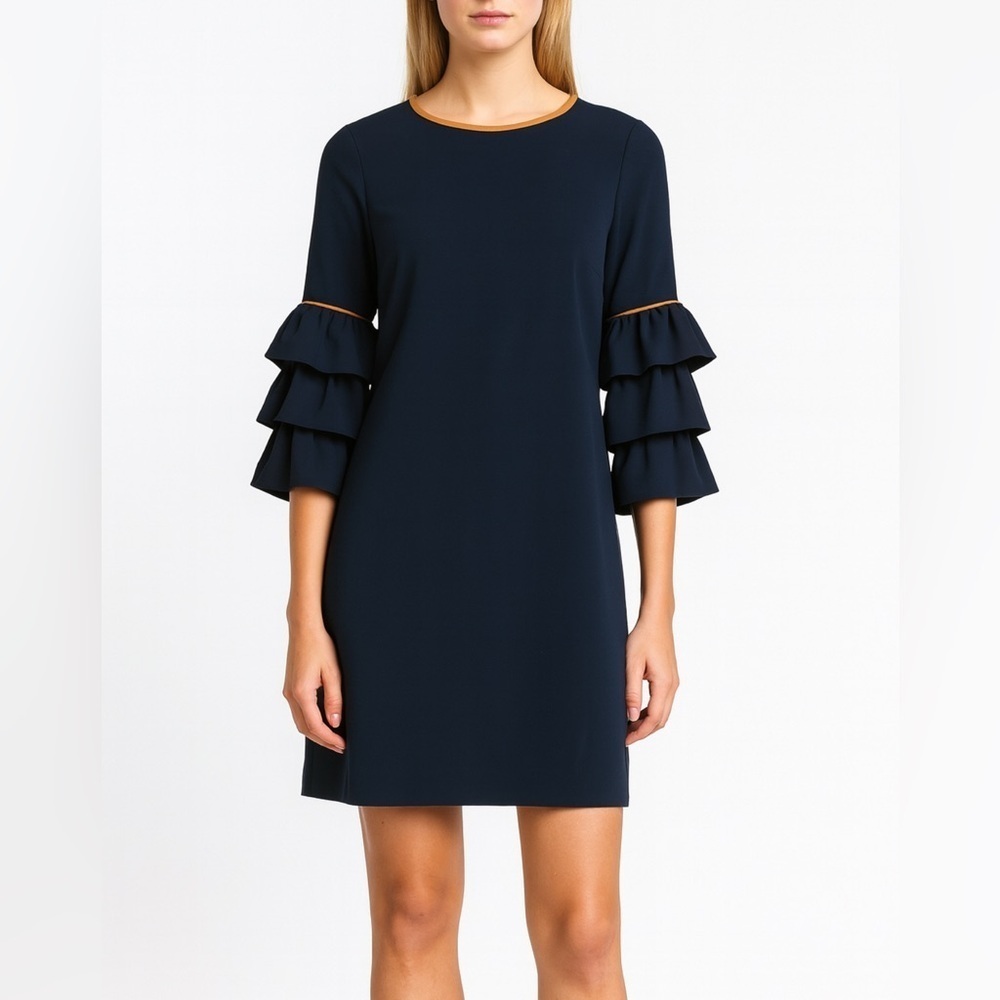 NEW Sail to Sable Tiered Ruffle Sleeve Shift Dress 0